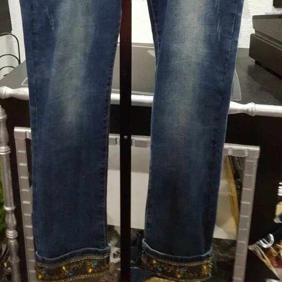 Italian fade skiny jean bead embroidery waist cuff - Picture 2 of 10